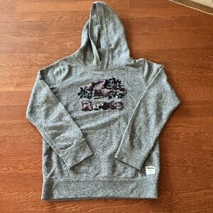 Roots Kids Heather Gray Hoodie with Purple Logo